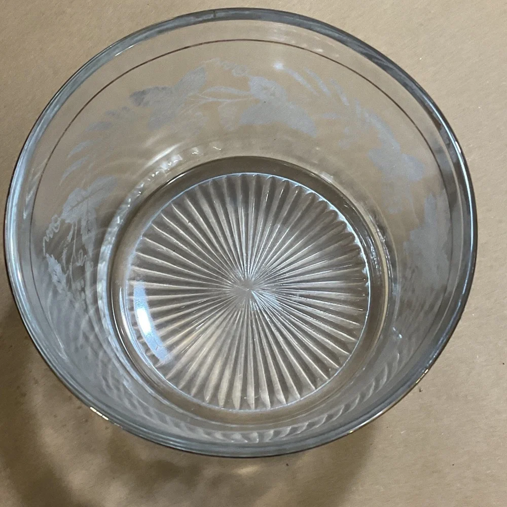 Elegant Glass Bowl with Etched Design